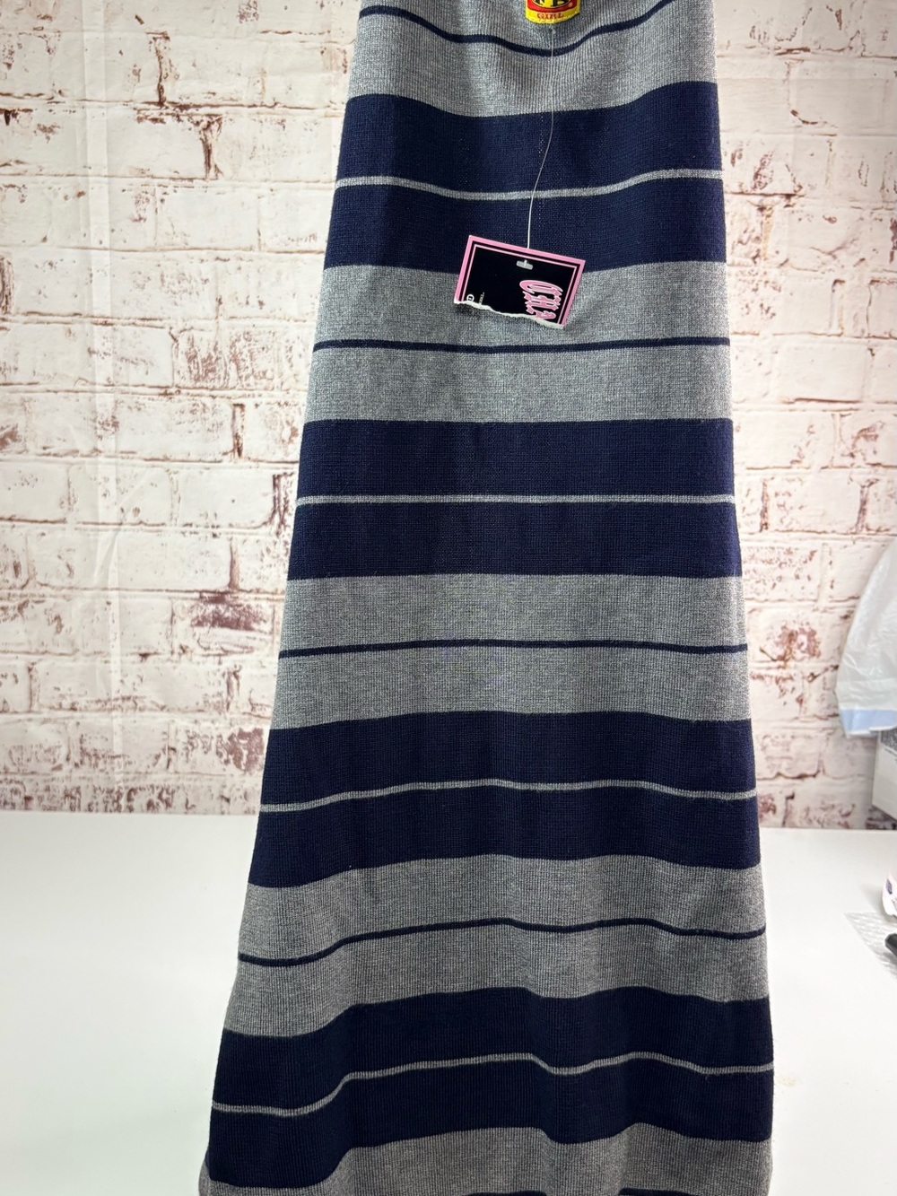 Women's Navy and Gray Striped Maxi Skirt - Picture 3 of 11